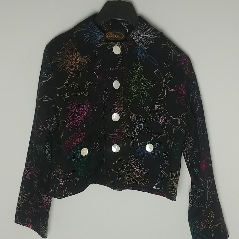Alex Kim Colorful Button Down Jacket With Shell Buttons